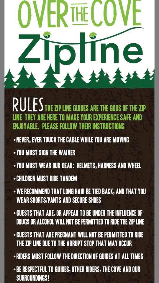 Over The Cove Zip-Line  Rules